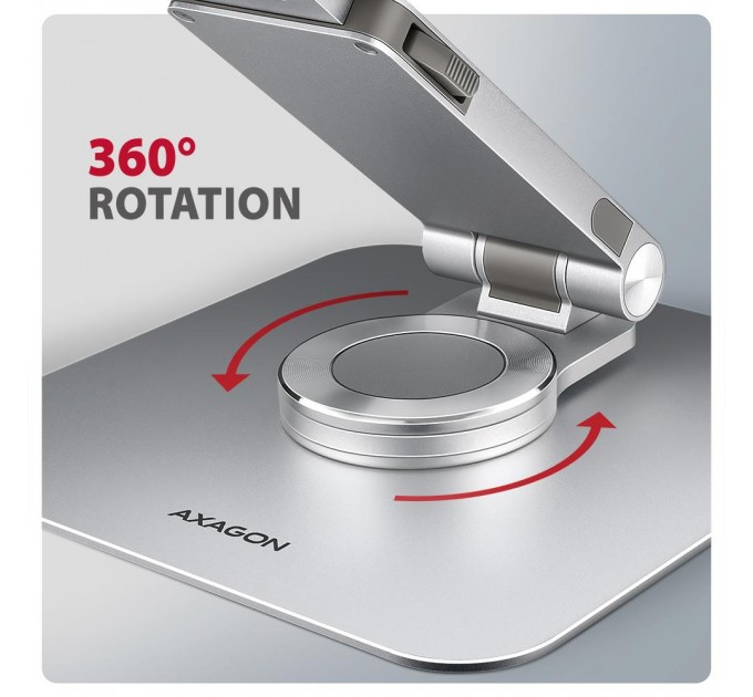AXAGON Алюмінієва підставка з обертанням на 360° для ноутбуків 10" - 17.3". Регульована висота та кут нахилу AXAGON