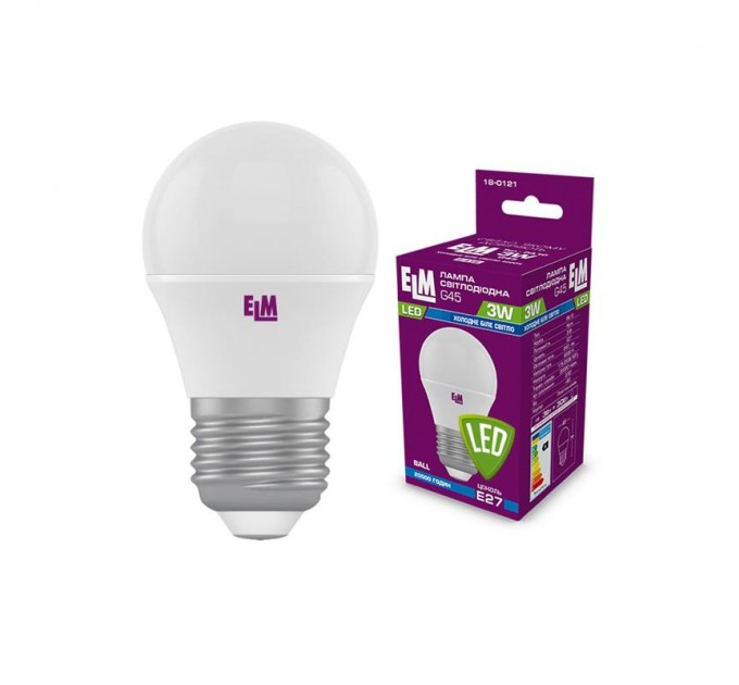 ELM Лампа светодиодная шар ELM 3W E27 4000K (18-0121)