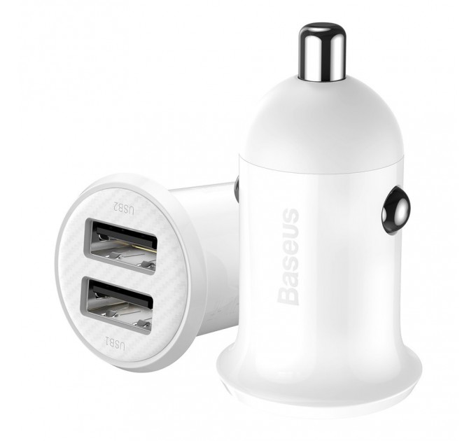 Baseus Автомобільний зарядний пристрій Baseus Grain Pro 4.8A 2USB White (CCALLP-02)