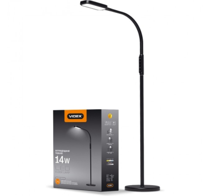 Videx Торшер Videx LED торшер підлоговий чорний14W 3000-5500K 220V (VL-TF07B)