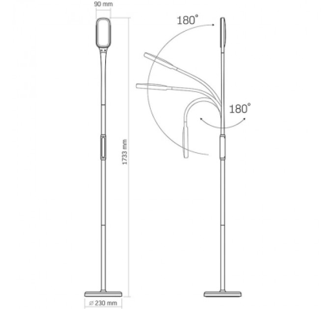 Videx Торшер Videx LED торшер підлоговий чорний14W 3000-5500K 220V (VL-TF07B)