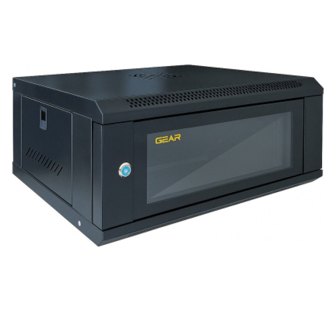 GEAR Шафа настінна GEAR 4U 19" 600x450x280 мм, + полка 19", black (GWMSN-4U-600-450)