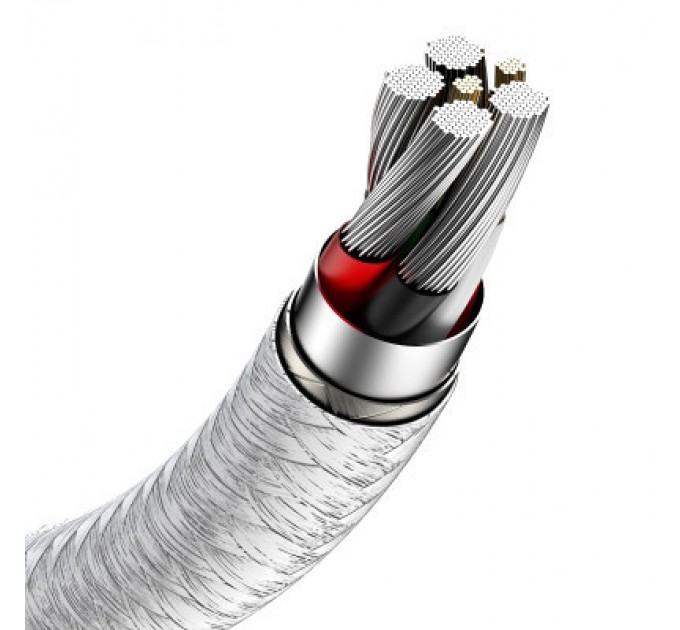 Baseus Дата кабель USB 3.1 AM to USB-C 2.0m 6.0A 66W Cafule Series Metal White Baseus (CAKF000202)