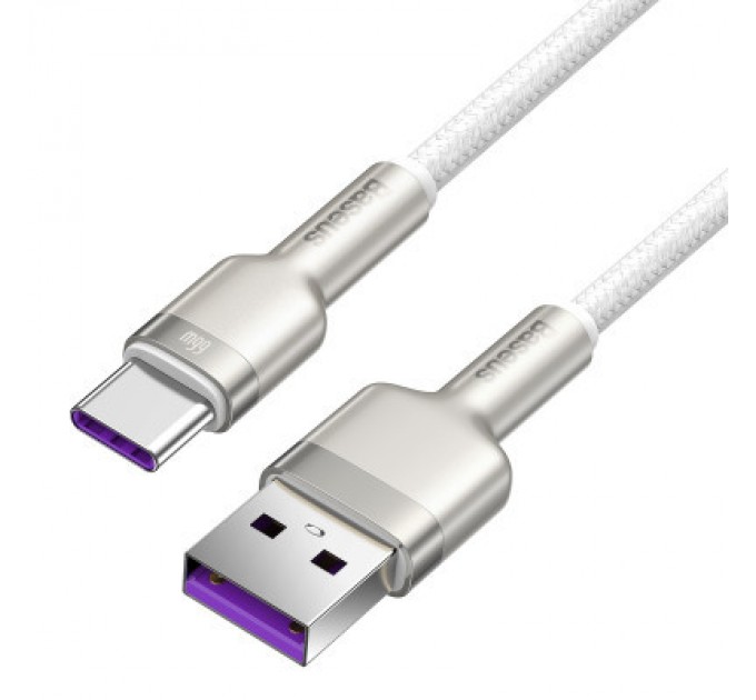 Baseus Дата кабель USB 3.1 AM to USB-C 2.0m 6.0A 66W Cafule Series Metal White Baseus (CAKF000202)