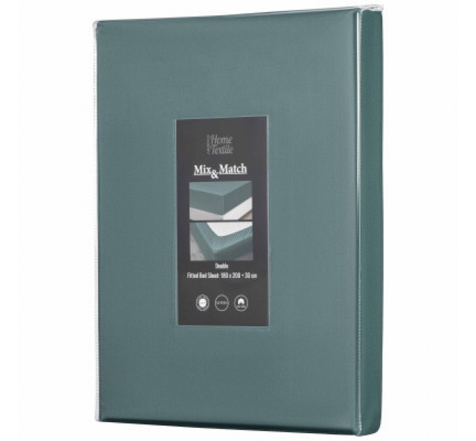 Ardesto Простирадло Ardesto на резинці Mix&Match Premium, 100% бавовна, сатин зелений 160х200+30 см (ART1620FSE)