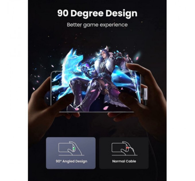 Ugreen Дата кабель USB 3.0 AM to Type-C 1.0m 60W US385 90-degree Black Ugreen (20299)