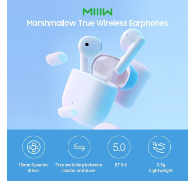 Xiaomi Навушники Xiaomi TWS MiiiW TWS Wireless Earbuds Marshmallow White (MWTW03)