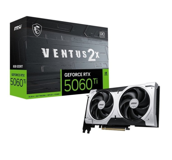MSI Відеокарта GF RTX 5060 Ti  8GB GDDR7 Ventus 2X OC Plus MSI (GeForce RTX 5060 Ti 8G VENTUS 2X OC PLUS)