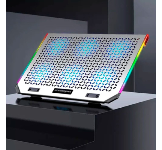 IceCoorel Підставка до ноутбука IceCoorel 10-15.6", 6*80mm 1800 RPM, 2*USB, 366x256x23mm, RGB (A17)
