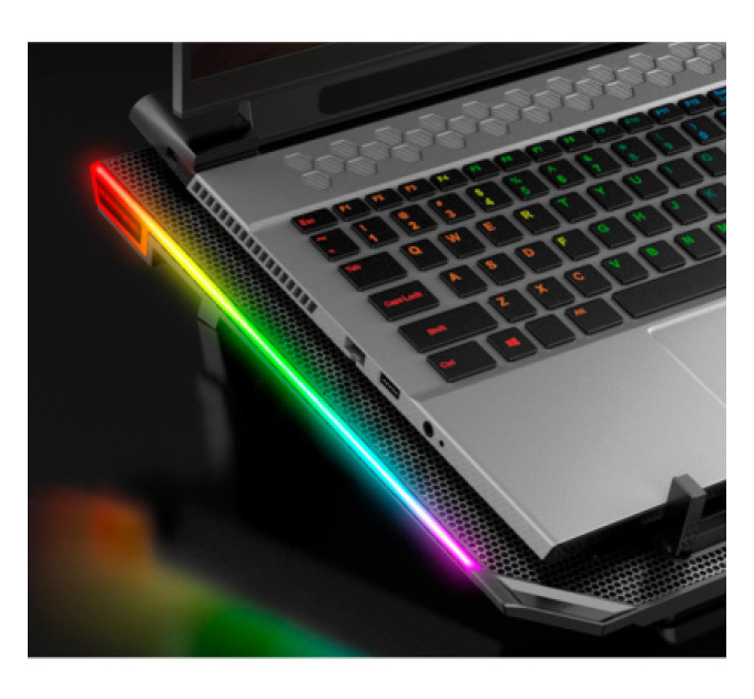 IceCoorel Підставка до ноутбука IceCoorel 10-15.6", 6*80mm 1800 RPM, 2*USB, 366x256x23mm, RGB (A17)