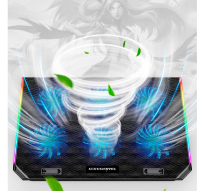 IceCoorel Підставка до ноутбука IceCoorel 10-15.6", 6*80mm 1800 RPM, 2*USB, 366x256x23mm, RGB (A17)