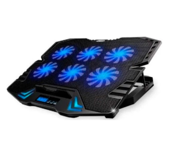 IceCoorel Підставка до ноутбука IceCoorel 10-17", 6*70mm 1800 RPM, 2*USB, + LCD, 365*297*30mm, Black (K8)