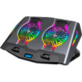 IceCoorel Підставка до ноутбука IceCoorel 10-18", 2*125mm 1400 RPM, 2*USB, + LCD display, 461x298x52mm, RGB (N10)