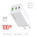 ColorWay Мережевий зарядний пристрій ColorWay GaN Mini 100W PD Port PPS USB (USB-2C1A) White (CW-CHS061PD-WT)