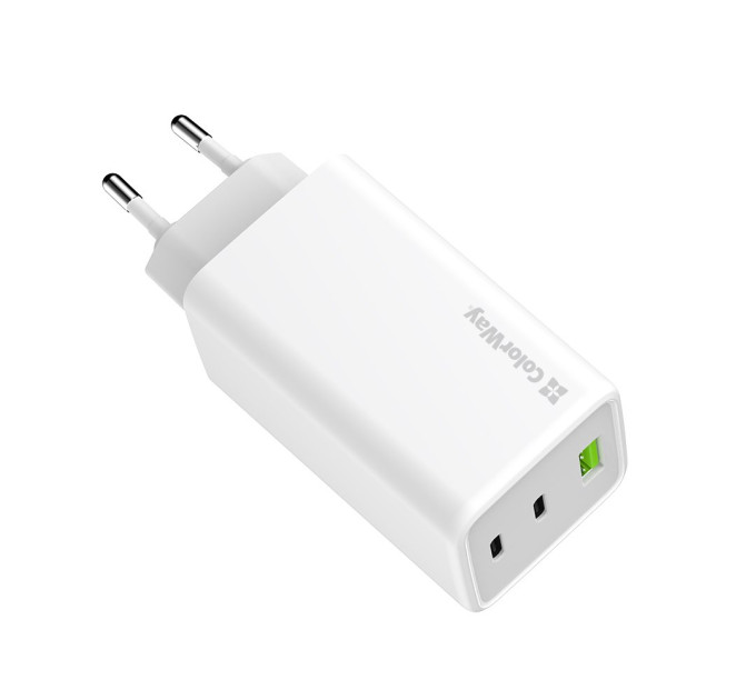 ColorWay Мережевий зарядний пристрій ColorWay GaN Mini 100W PD Port PPS USB (USB-2C1A) White (CW-CHS061PD-WT)