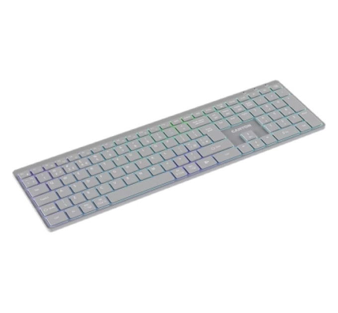 Canyon Клавіатура Canyon HKB-W11 Slim Dual Mode Wireless/Bluetooth RGB UA Grey (CNS-HBTK11G)