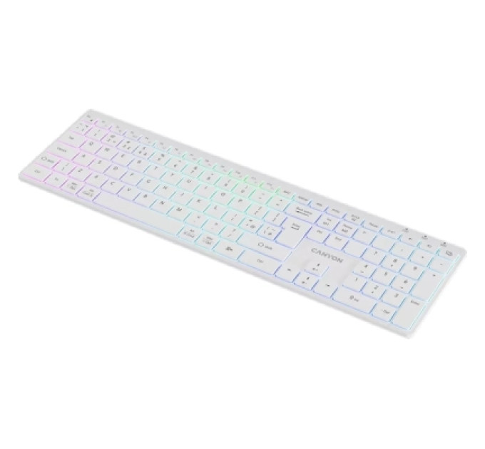 Canyon Клавіатура Canyon HKB-W11 Slim Dual Mode Wireless/Bluetooth RGB UA White (CNS-HBTK11W)