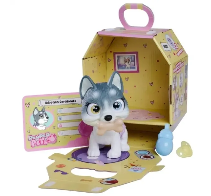 Simba Ігровий набір Simba Пампер Петс. Хаскі, що п' є та пісяє, з кольоровою лапкою, 3 аксесуари.-сюрпризи (5950135)