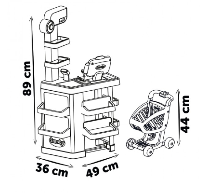 Smoby Ігровий набір Smoby Інтерактивний маркет з візком, звук. ефектом, аксесуарами 48,9 х 38,5 х 89,6 см (350238)