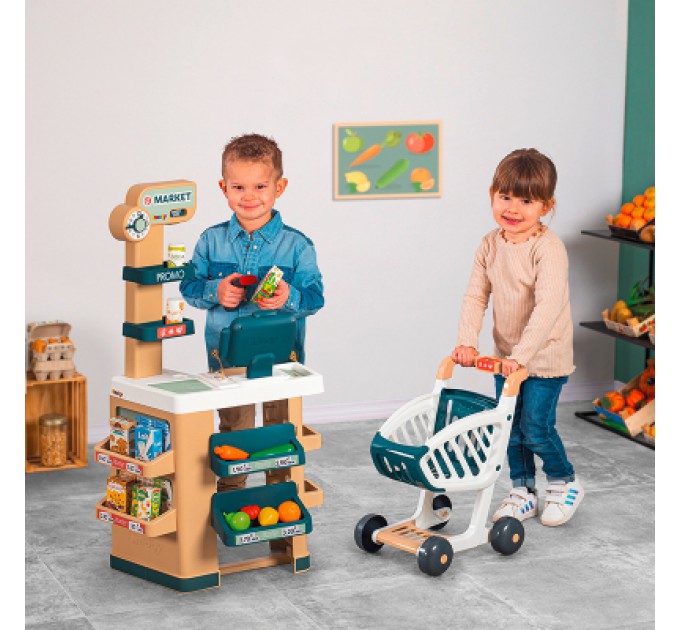 Smoby Ігровий набір Smoby Інтерактивний маркет з візком, звук. ефектом, аксесуарами 48,9 х 38,5 х 89,6 см (350238)