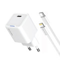ColorWay Мережевий зарядний пристрій ColorWay GaN Mini 20W PD Port PPS USB-C White (CW-CHS059PD-WT) + кабель Lightning