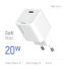 ColorWay Мережевий зарядний пристрій ColorWay GaN Mini 20W PD Port PPS USB-C White (CW-CHS059PD-WT)