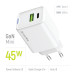 ColorWay Мережевий зарядний пристрій ColorWay GaN Mini 45W PD Port PPS USB (Type-C PD + USB QC4.0) White (CW-CHS060PD-WT)