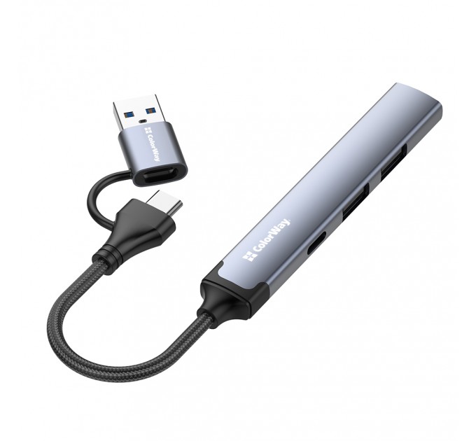 ColorWay Концентратор СolorWay USB-A/USB-C 4-в-1 USB2.0х2/USB3.0/USB-C2.0 (CW-HUB06)