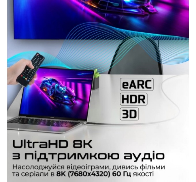 Promate Кабель мультимедійний HDMI to HDMI 5.0m v2.1 grey Promate (primelink8k-500.grey)