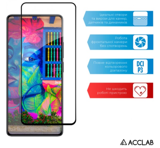 ACCLAB Скло захисне ACCLAB Full Glue Xiaomi Redmi Note 13 Pro 4G Black (1283126583780)