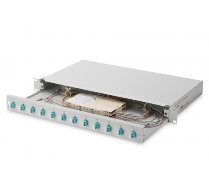 Digitus Патч-панель 1U 19", 12xLC duplex, incl, Splice Cass, OM3 Color Pigtails, Adapter Digitus (DN-96331/3)