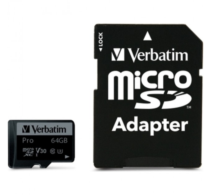 Verbatim Карта пам'яті Verbatim 64GB microSDXC class 10 UHS-III PRO (47042)