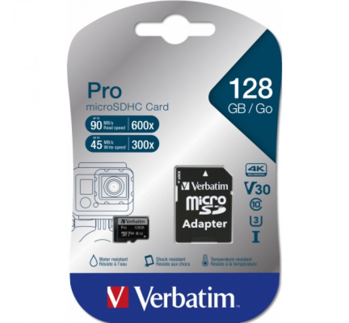 Verbatim Карта пам'яті Verbatim 128GB microSDXC class 10 UHS-III PRO (47044)
