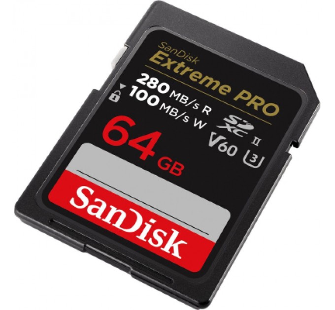 SanDisk Карта пам'яті SanDisk 64GB SD class 10 UHS-I U3 V60 R280/W100MB/s Extreme PRO (SDSDXEP-064G-GN4IN)