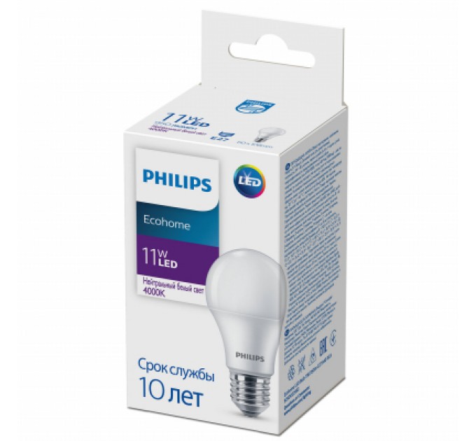 Philips Лампочка Philips Ecohome LED Bulb 11W 950lm E27 840 RCA (929002299317)