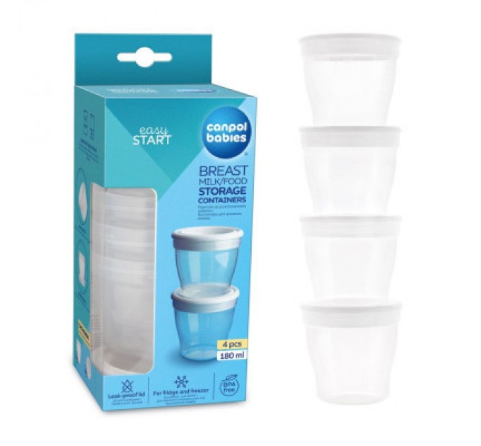 Canpol babies Контейнер для зберігання грудного молока Canpol babies та їжі 4 шт (180 мл) (12/204)