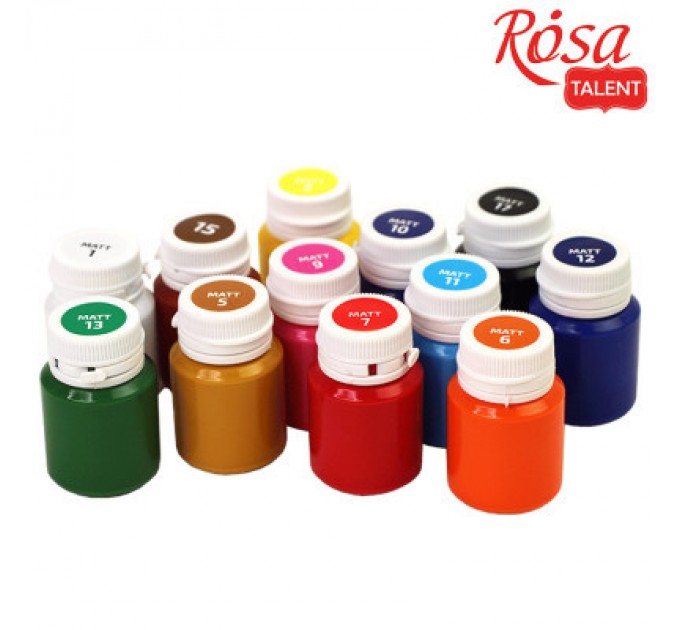 Rosa Акрилові фарби Rosa для декору матові 12 кол по 20 мл (4823098511717)