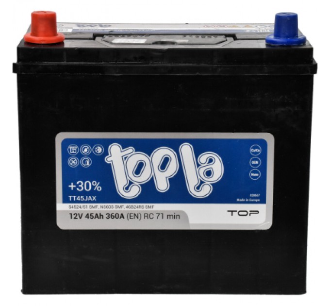 Topla Акумулятор автомобільний Topla 45 Ah/12V Top/Energy Japan (118 145)