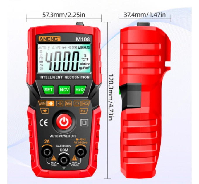 ANENG Цифровий мультиметр ANENG M108, V, A, R, C, T, F (M108)