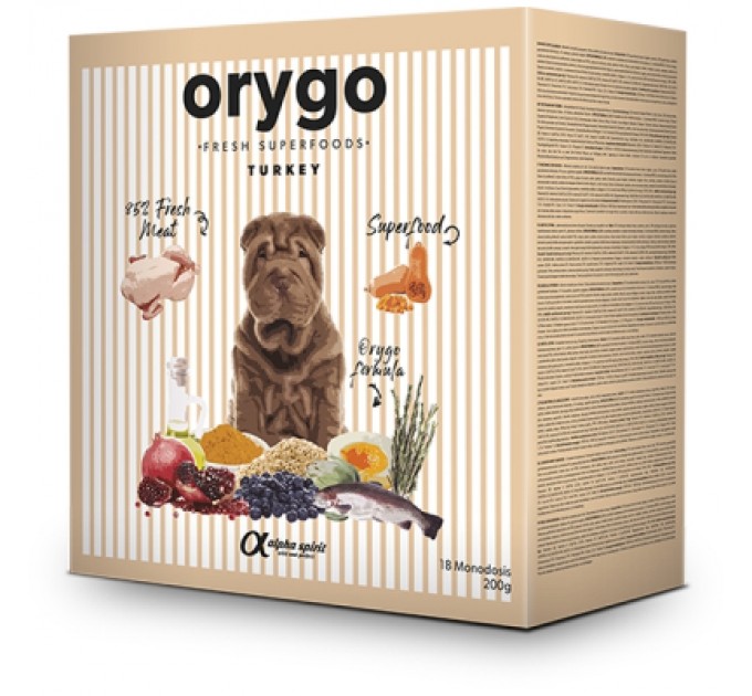 Orygo Напіввологий корм для собак Orygo Turkey (18х200 г) 3.6 кг (8436586312138)