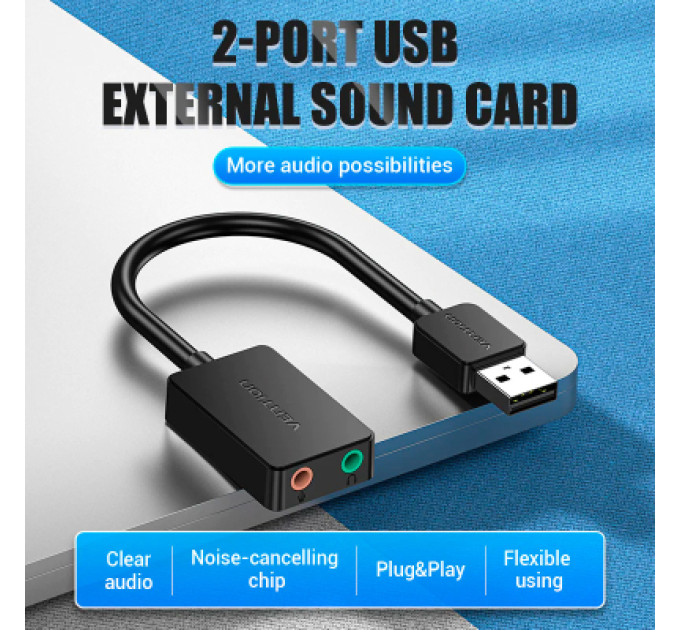Vention Звукова плата Vention Audio USB 2х3,5 мм jack 0.15m (CDYB0)