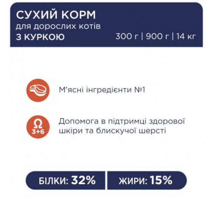 Club 4 Paws Сухий корм для кішок Club 4 Paws Преміум. Зі смаком курки 300 г (4820083909795)