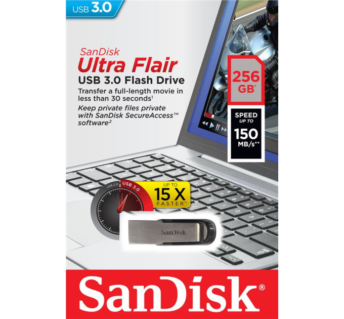 SanDisk USB флеш накопичувач SanDisk 256GB Ultra Flair USB 3.0 (SDCZ73-256G-G46)