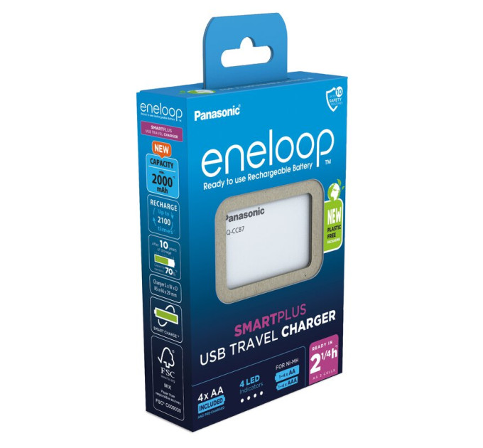Panasonic Зарядний пристрій Panasonic Eneloop ready USB in/out з функцією Power Bank + AA 2000 mAh