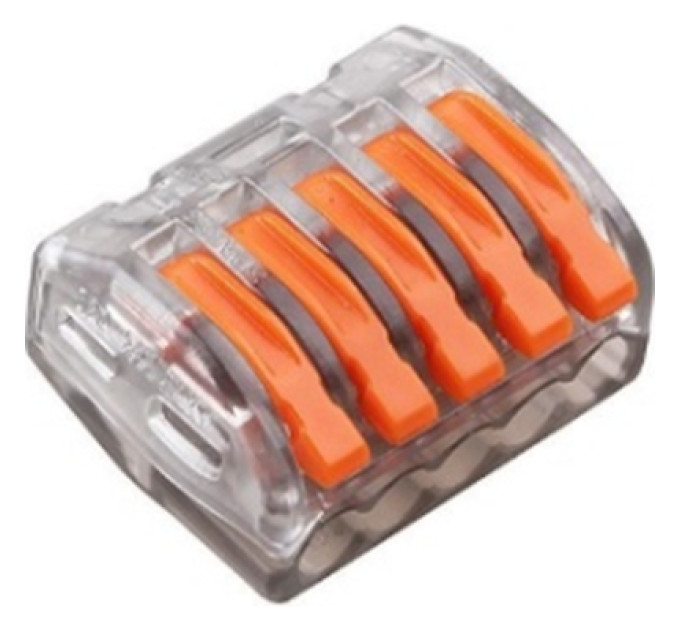 Voltronic З'єднувач кабелю 5-pin аналог WAGO PCT-415-T, 15штпак Voltronic (WAGO222-415-T/15)