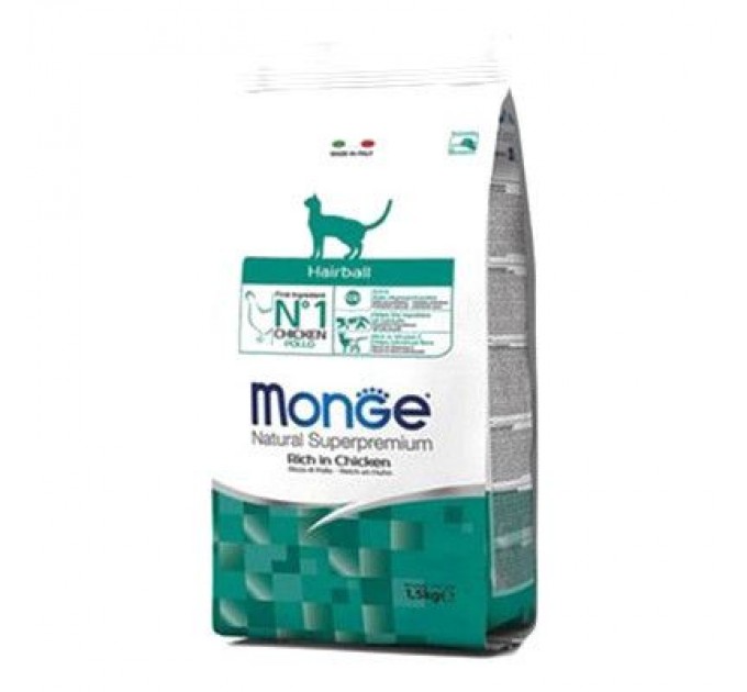 Monge Сухий корм для кішок Monge Cat Hairball зі смаком курки, кукурудзи та рису 1.5 кг (8009470005234)