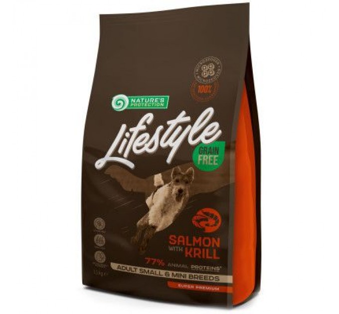 Сухий корм для собак Nature's Protection Lifestyle Grain Free Salmon, krill Adult Small&Mini 1.5 кг (NPLS45680)