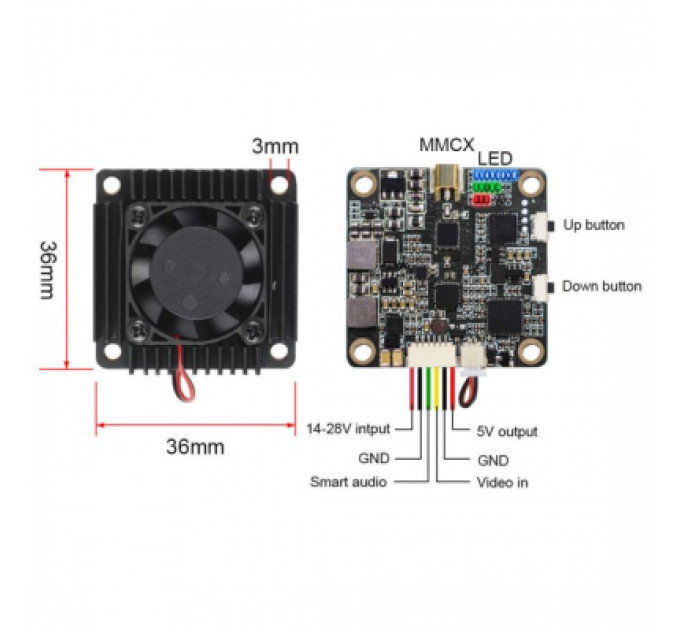 AKK Відеопередавач (VTX) AKK Ultra Long Range 3W 5.8GHz 96CH Low Band упаковка 360 шт (TX3000AC360)