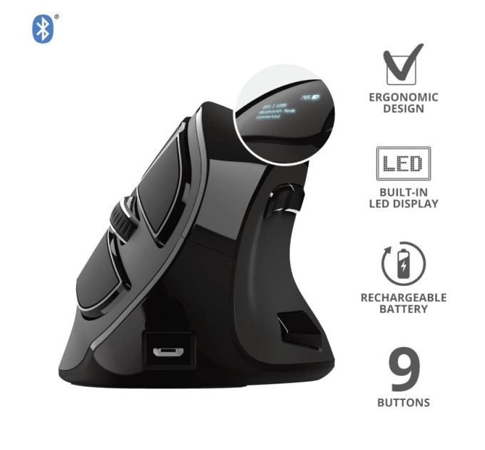 Trust Миша бездротова Trust Voxx Rechargeable Ergonomic Black (23731)