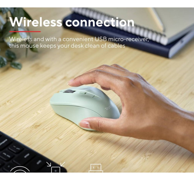 Trust Миша бездротова Trust Mydo Silent Wireless Green (25042)